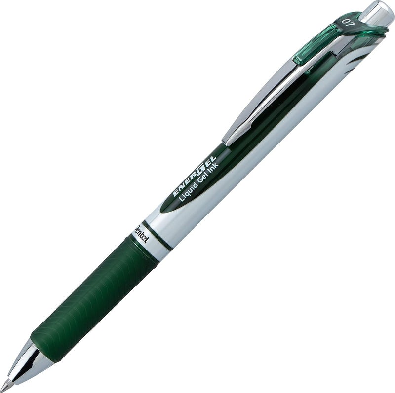 Pentel EnerGel RTX Retractable Liquid Gel Ink Pen, (0.7mm) Medium line, Forest Green Ink, Box of 12 Pens (BL77-D3) - Image 2